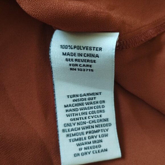 Nanette Lepore Blouse Womens Small Brown Long Sleeve V-Neck Ruffle Collar - Picture 7 of 13